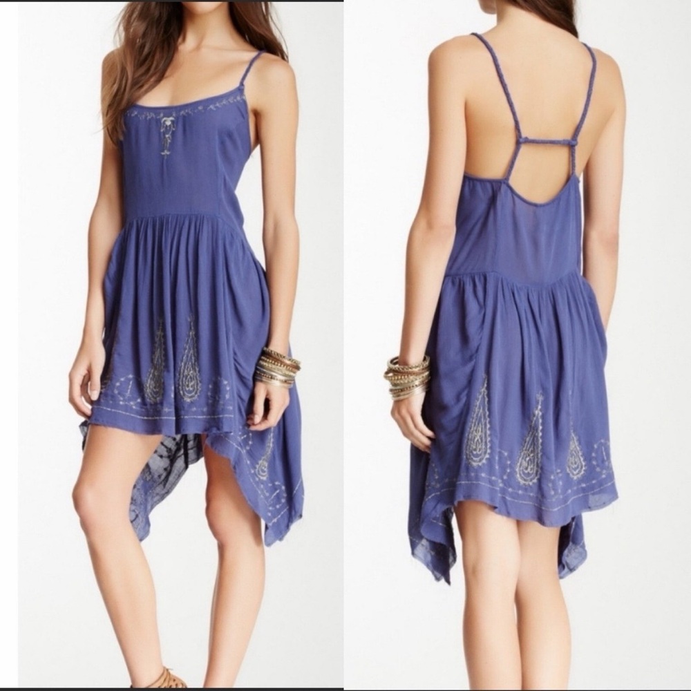 Elegant Blue Spaghetti Strap Dress